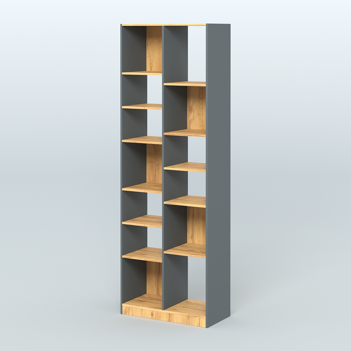 Стеллаж из ДСП серии ЛОФТ №8-2 с полками ДСП Темно-Серый  + Дуб Золотистый