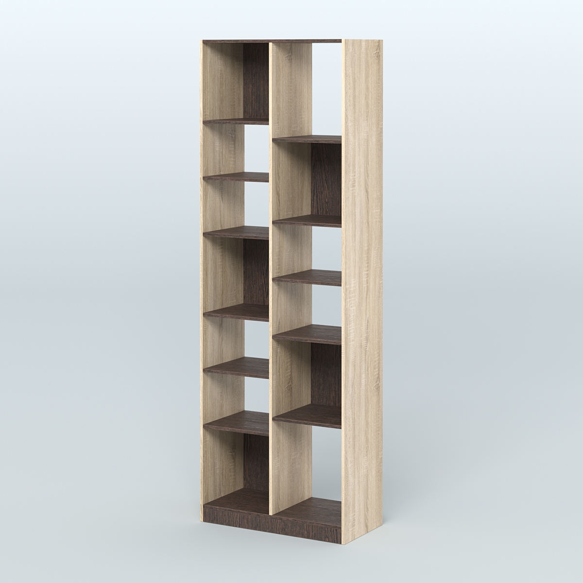 Стеллаж из ДСП серии ЛОФТ №8-2 с полками ДСП Дуб Сонома + Дуб Венге
