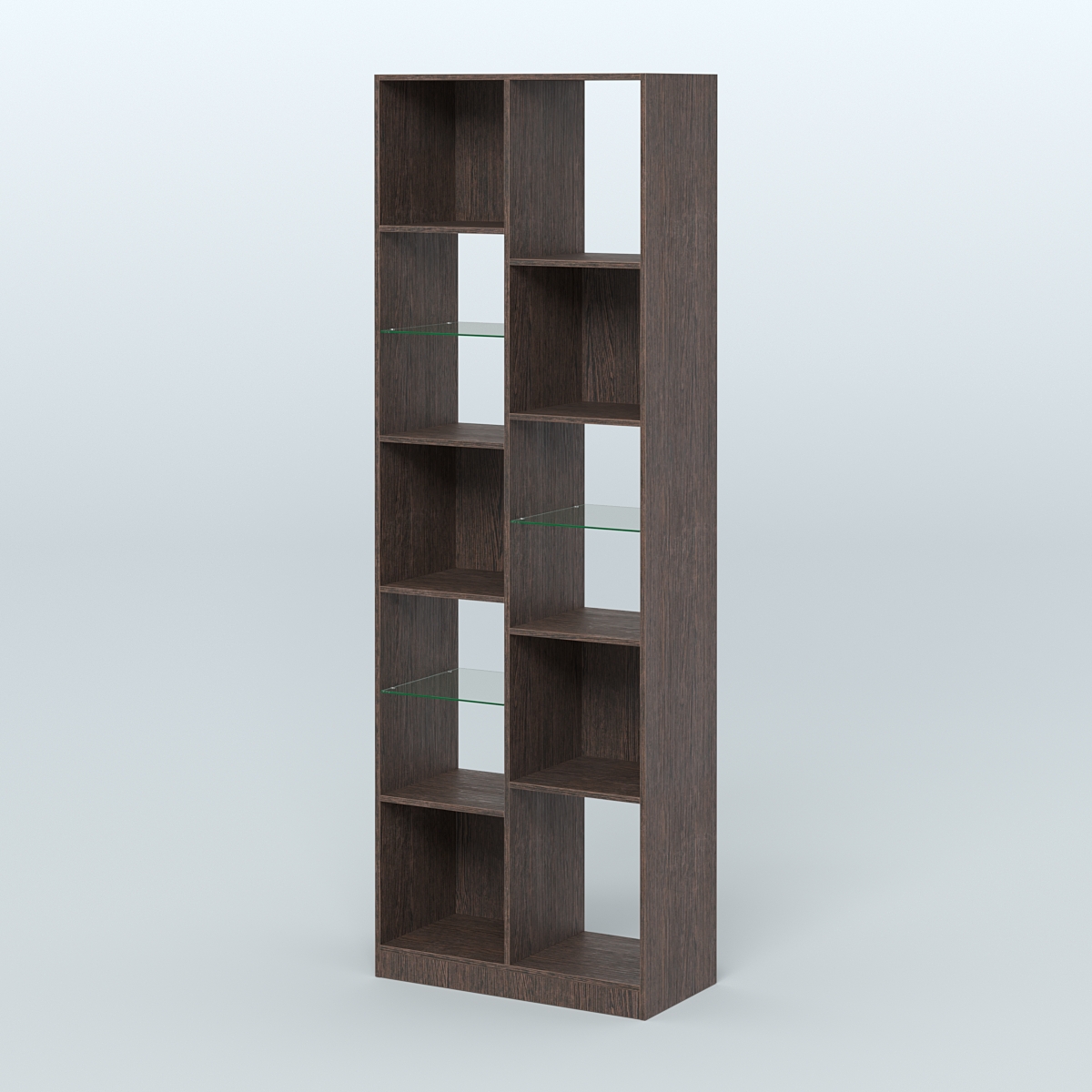 Стеллаж из ДСП серии ЛОФТ №8-3 с полками стекло 5 мм Дуб Венге