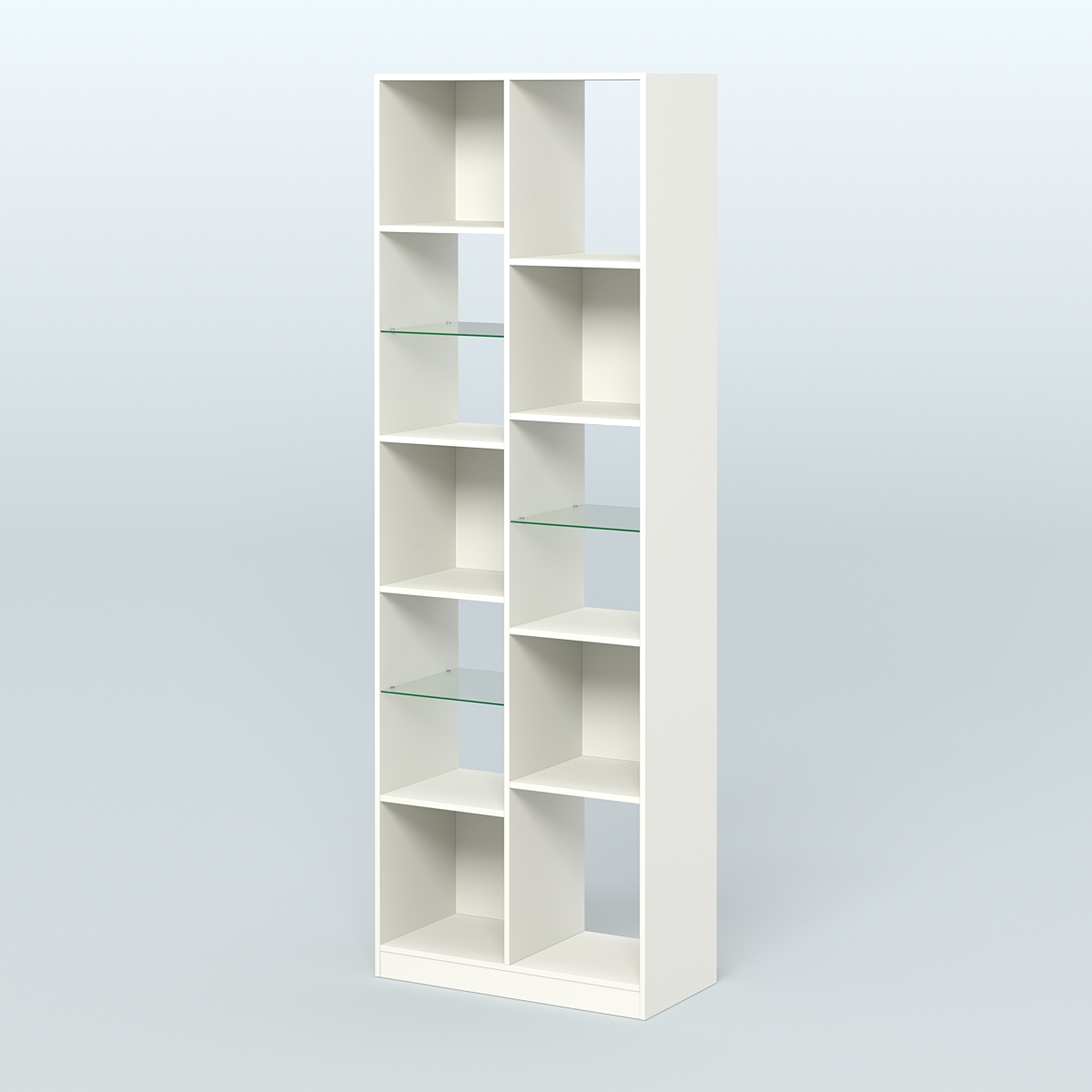 Стеллаж из ДСП серии ЛОФТ №8-3 с полками стекло 5 мм Белый