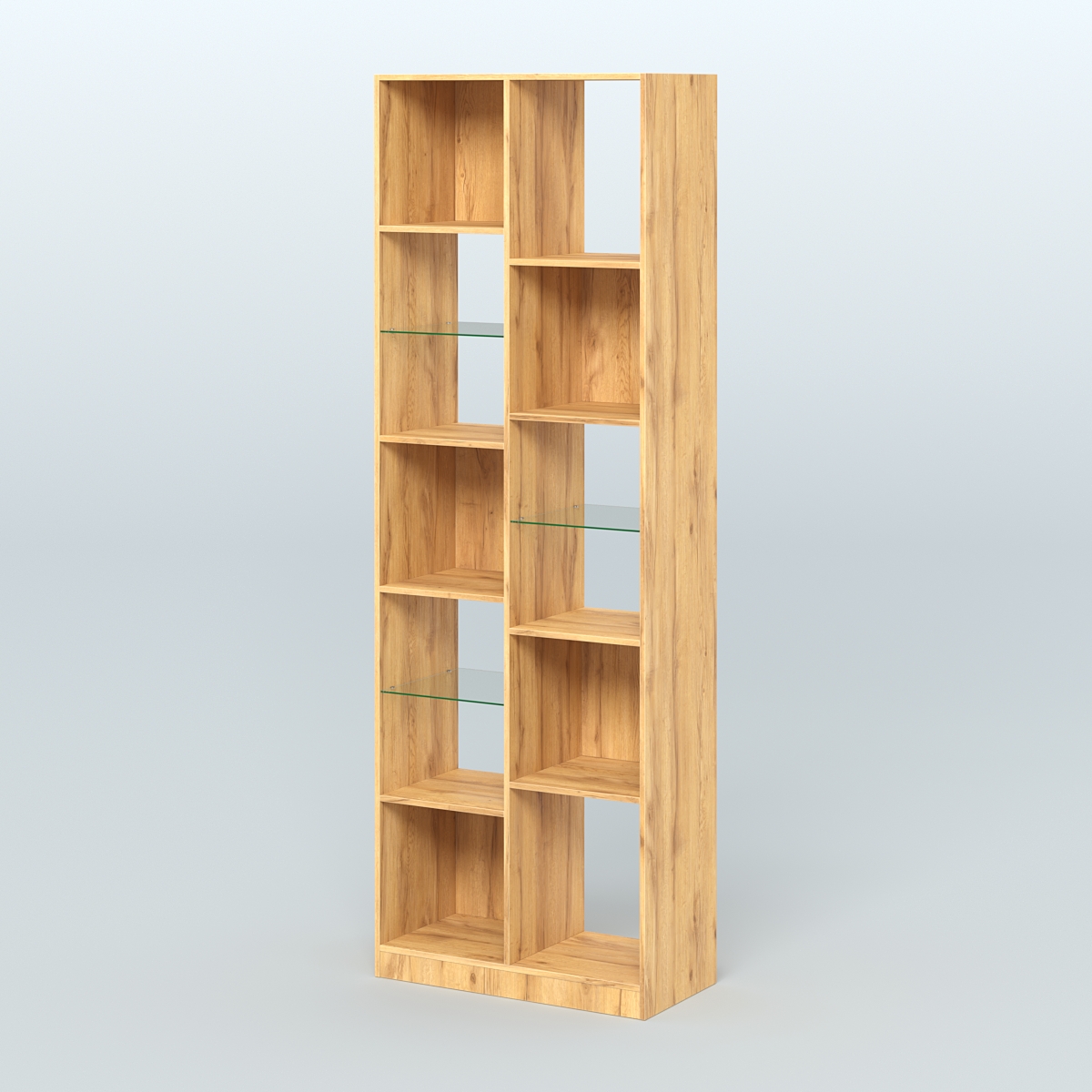 Стеллаж из ДСП серии ЛОФТ №8-3 с полками стекло 5 мм Дуб Золотистый