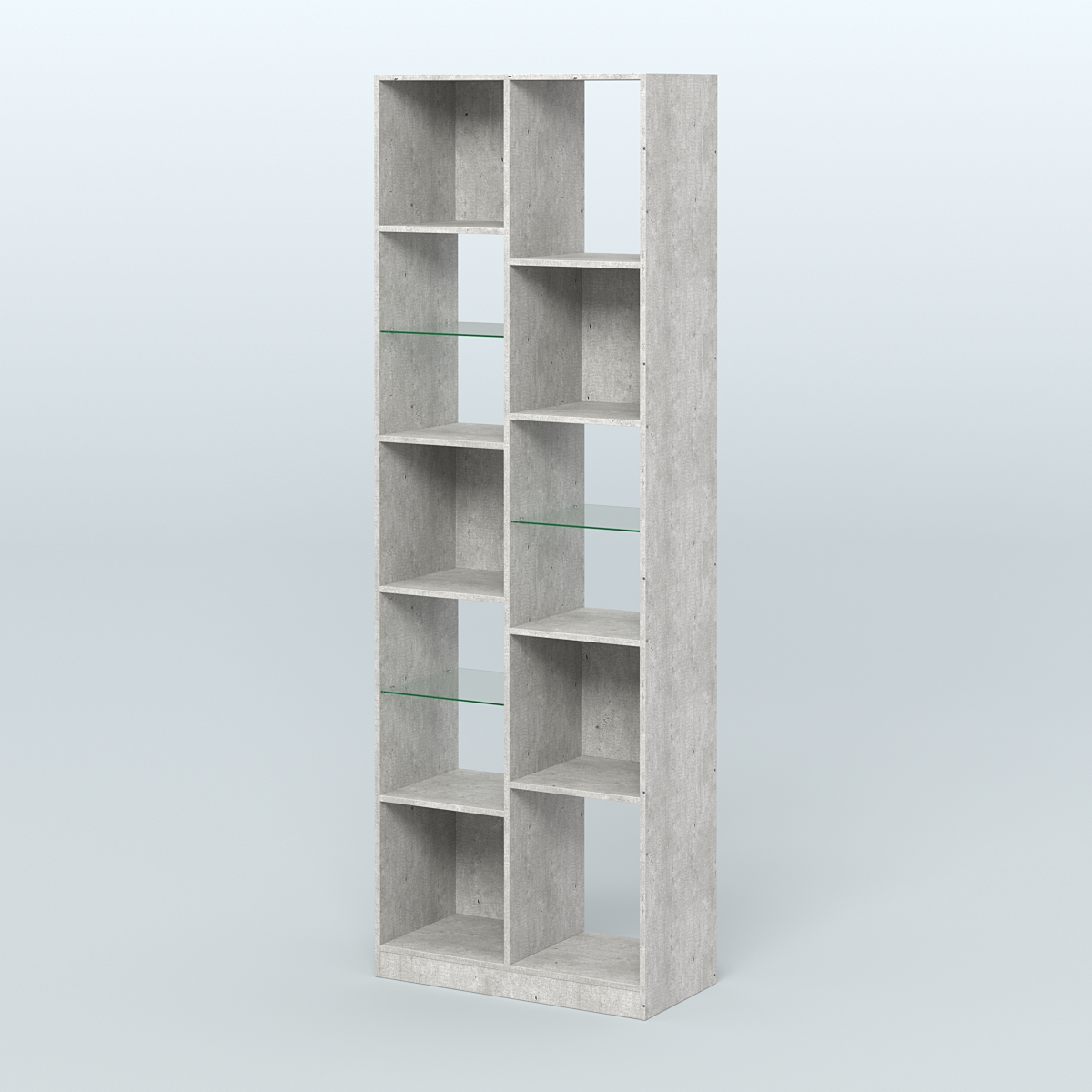 Стеллаж из ДСП серии ЛОФТ №8-3 с полками стекло 5 мм Метрополитан Грей