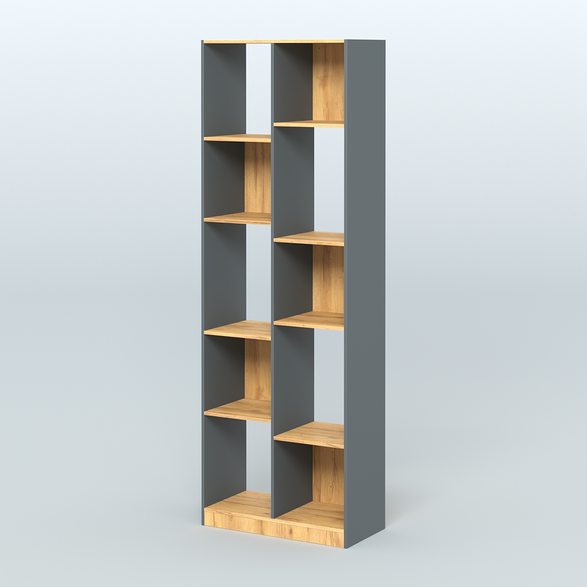 Стеллаж из ДСП серии ЛОФТ №8-1 (зеркальное отражение - Z)  Темно-Серый  + Дуб Золотистый