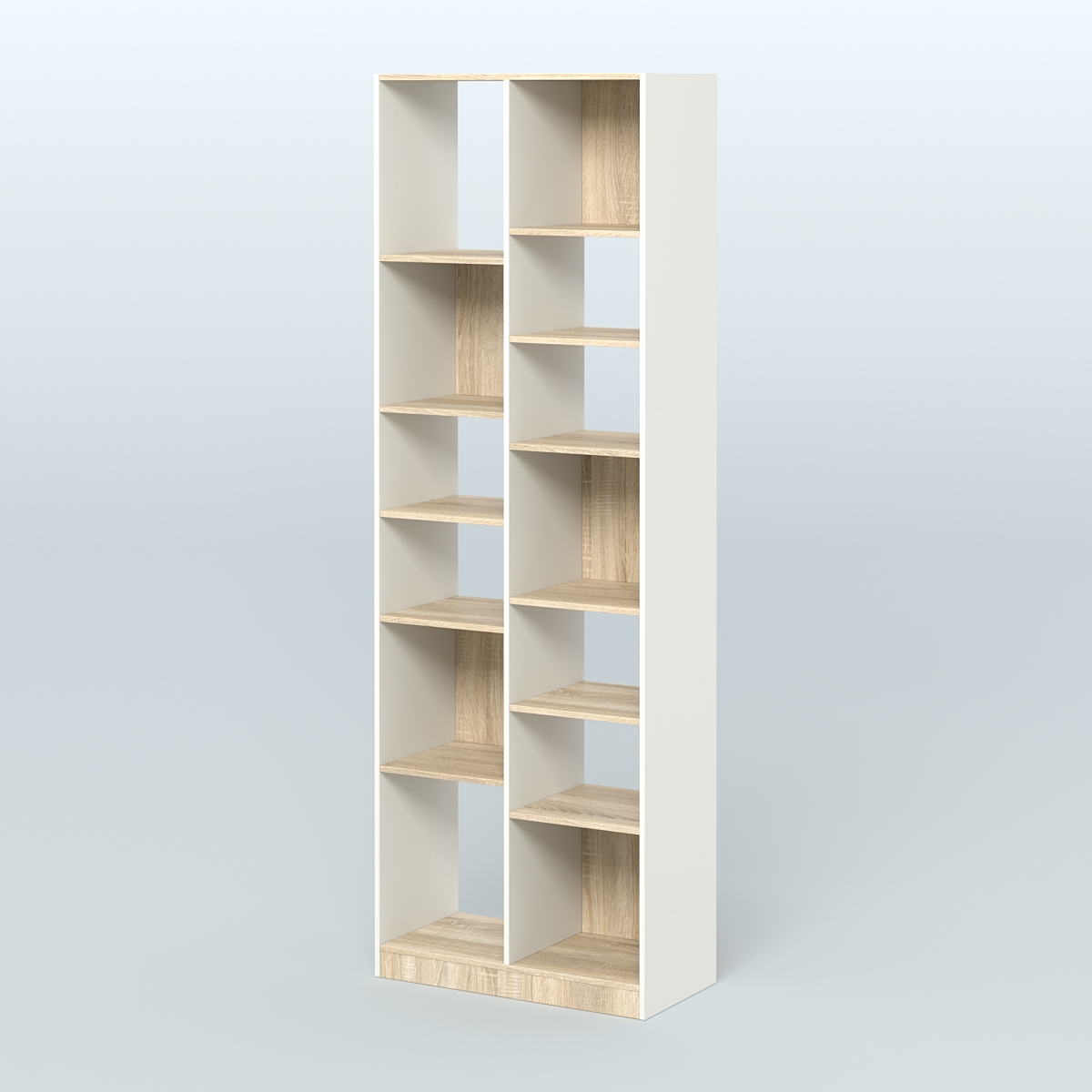 Стеллаж из ДСП серии ЛОФТ №8-2 (зеркальное отражение - Z) с полками ДСП Белый + Дуб Сонома