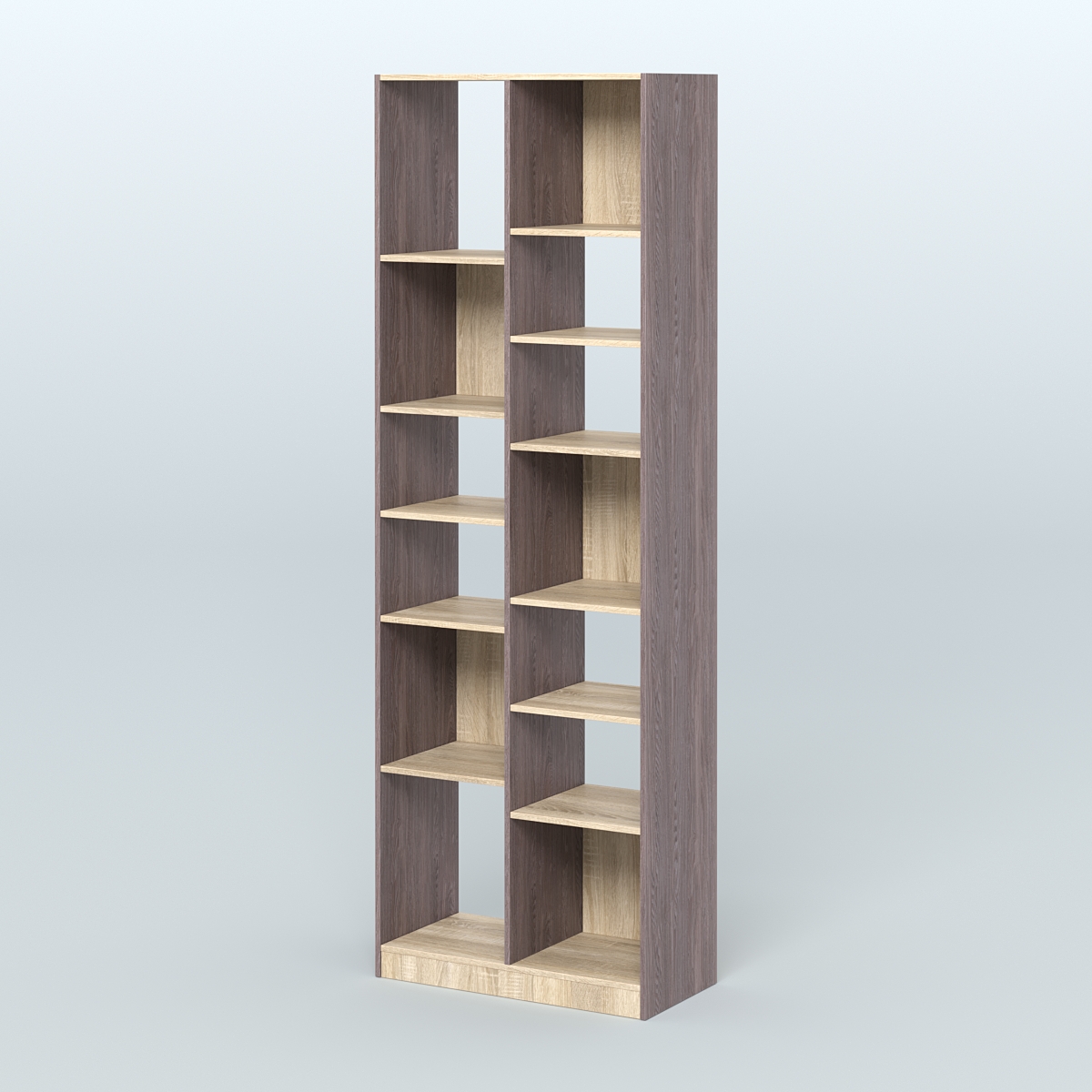 Стеллаж из ДСП серии ЛОФТ №8-2 (зеркальное отражение - Z) с полками ДСП Ясень Анкор темный и Дуб Сонома