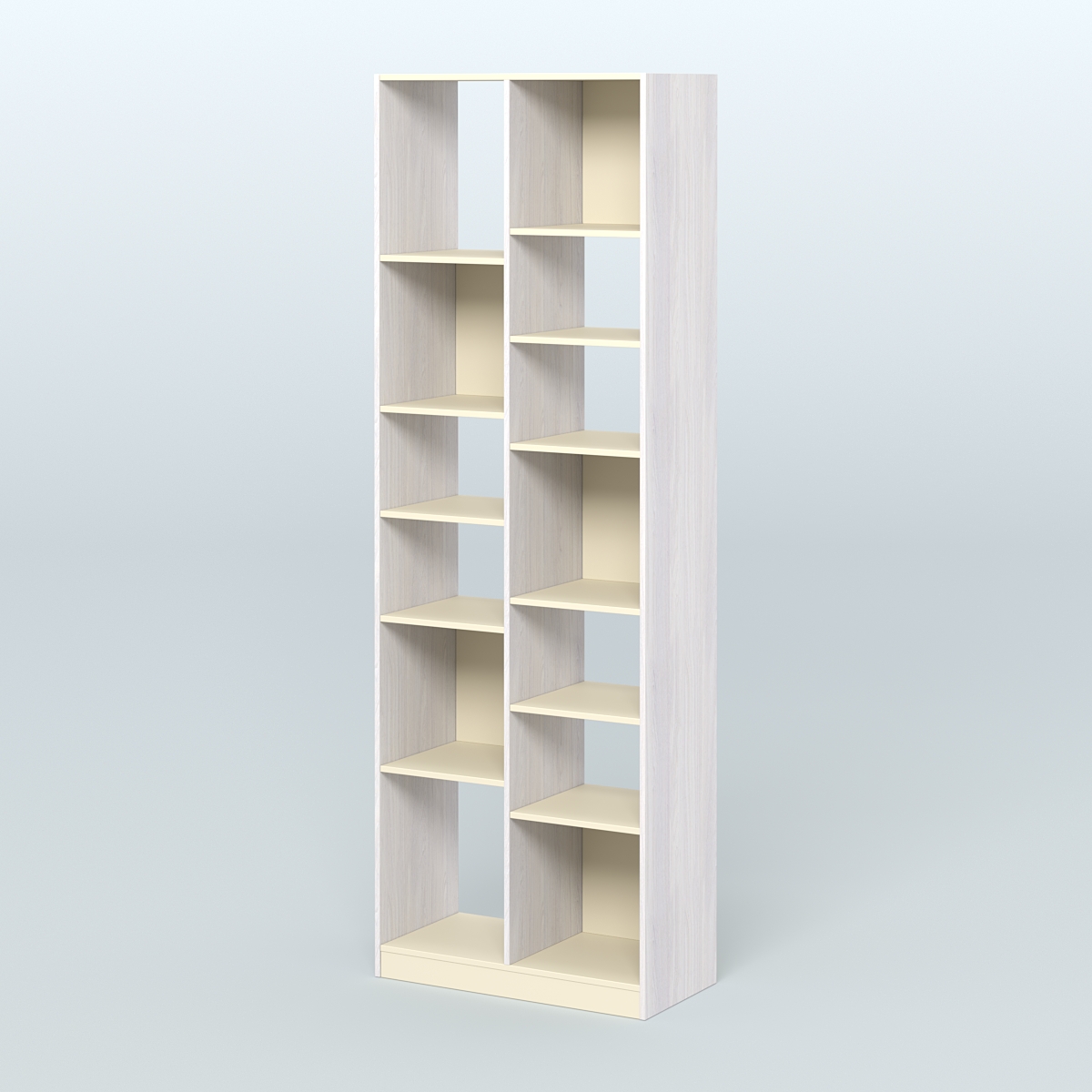 Стеллаж из ДСП серии ЛОФТ №8-2 (зеркальное отражение - Z) с полками ДСП Ясень Анкор светлый и Крем Вайс