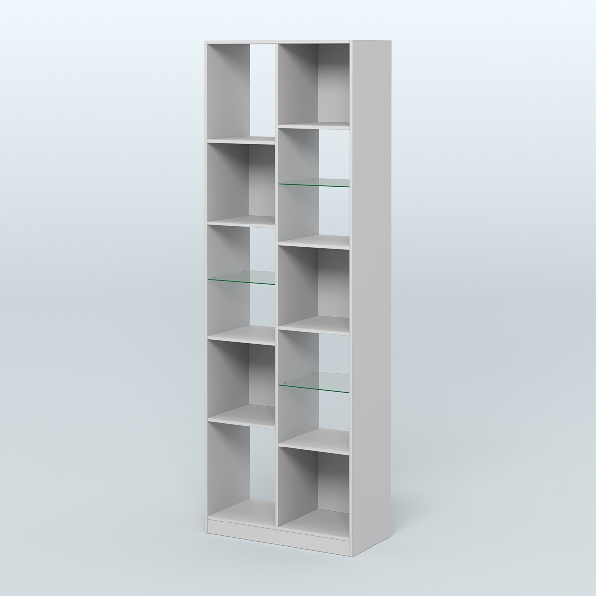 Стеллаж из ДСП серии ЛОФТ №8-3 (зеркальное отражение - Z) с полками стекло 5 мм  Серый