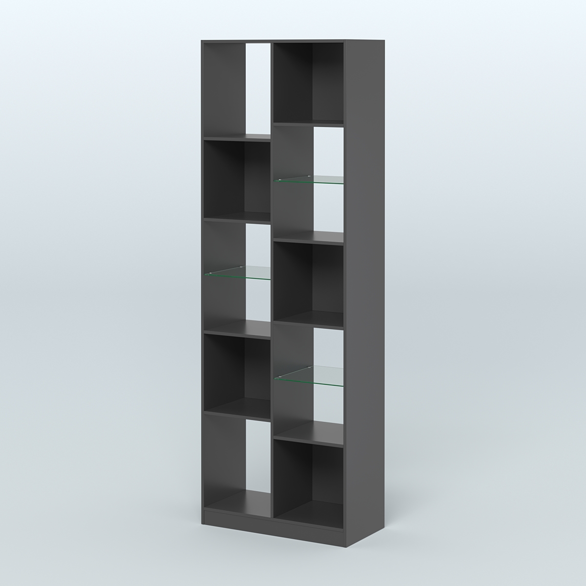 Стеллаж из ДСП серии ЛОФТ №8-3 (зеркальное отражение - Z) с полками стекло 5 мм  Черный