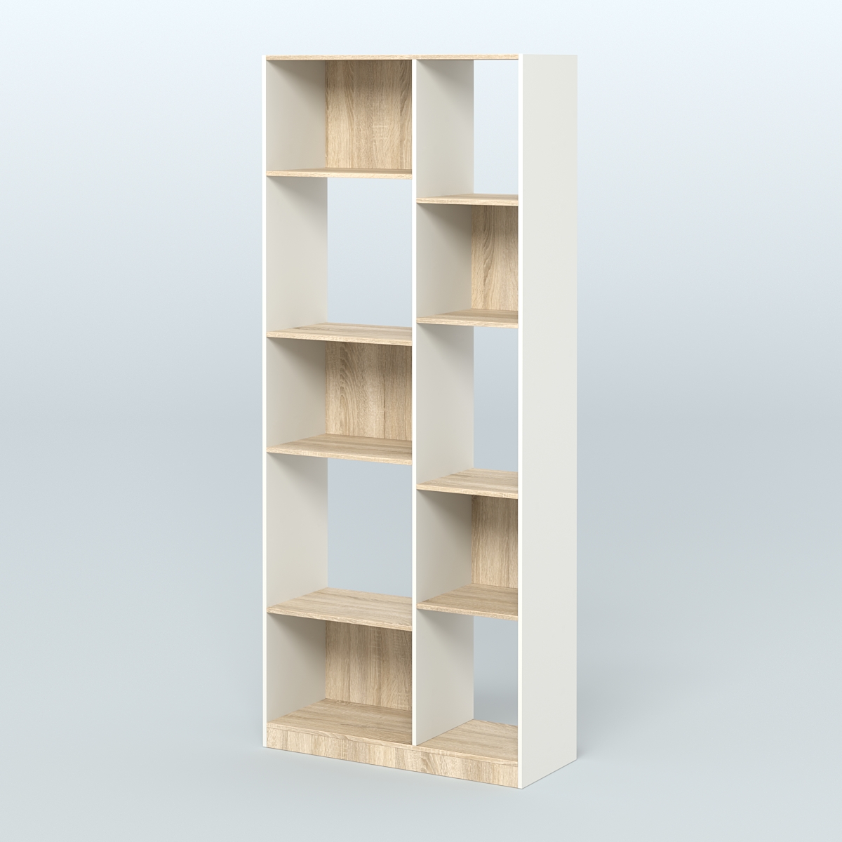 Стеллаж из ДСП серии ЛОФТ №9-1 Белый + Дуб Сонома