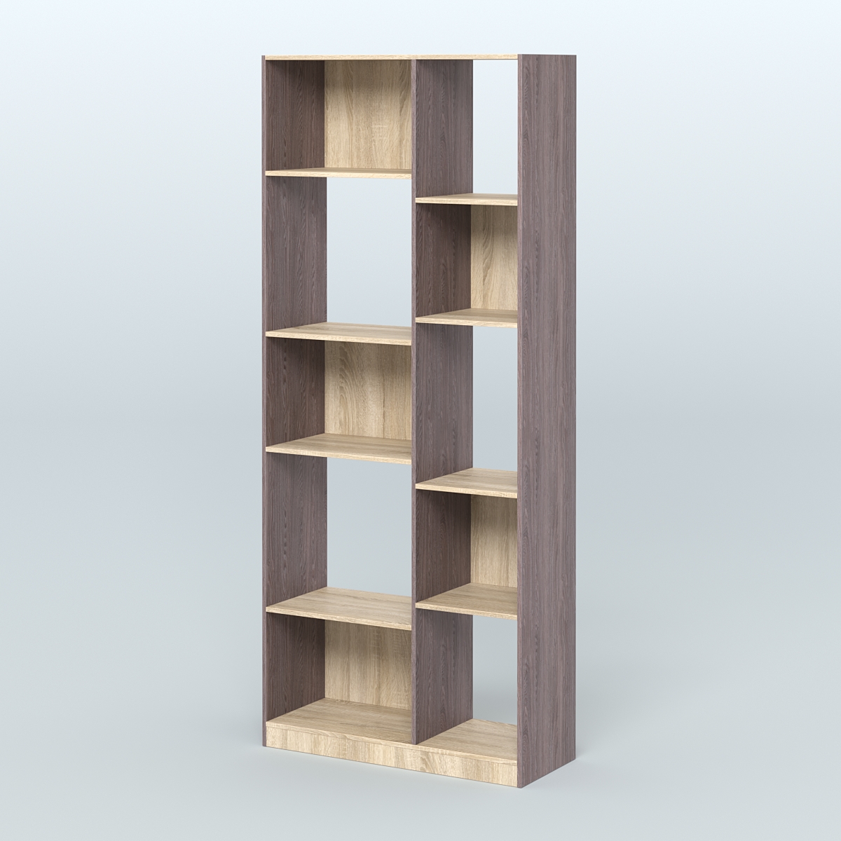 Стеллаж из ДСП серии ЛОФТ №9-1 Ясень Анкор темный и Дуб Сонома