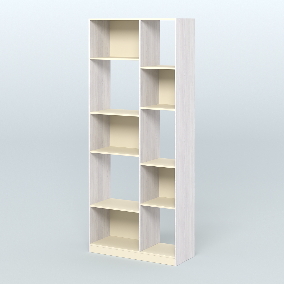 Стеллаж из ДСП серии ЛОФТ №9-1 Ясень Анкор светлый и Крем Вайс