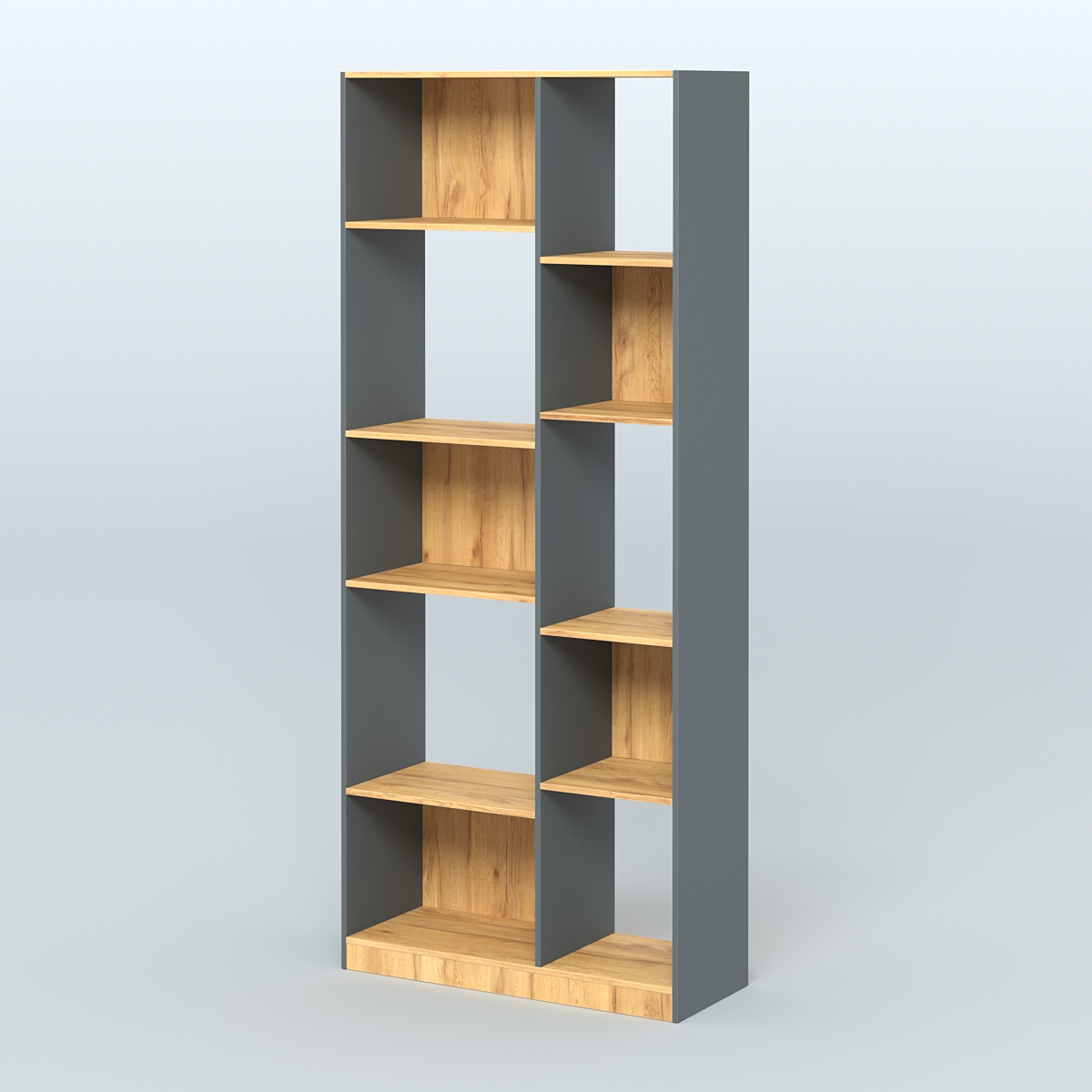 Стеллаж из ДСП серии ЛОФТ №9-1 Темно-Серый  + Дуб Золотистый