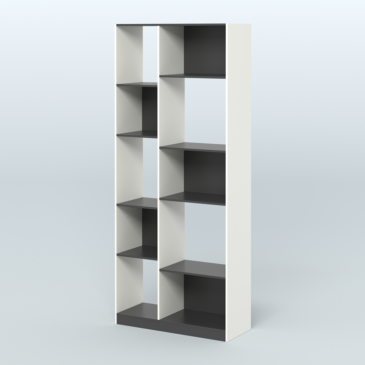 Стеллаж из ДСП серии ЛОФТ №9-1 (зеркальное отражение - Z) Белый и Черный