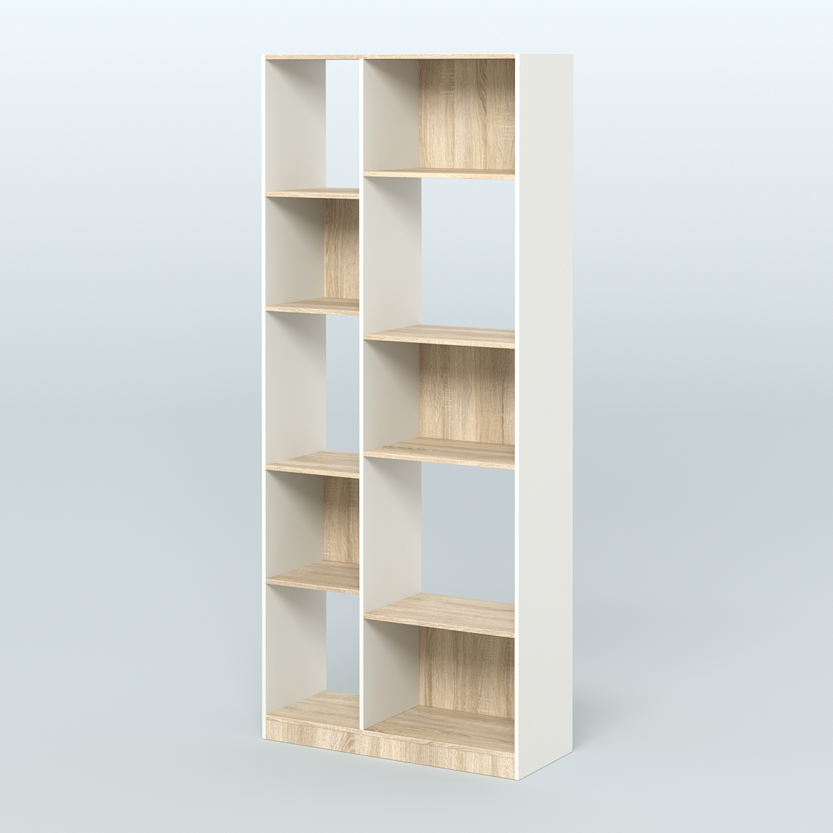 Стеллаж из ДСП серии ЛОФТ №9-1 (зеркальное отражение - Z) Белый + Дуб Сонома