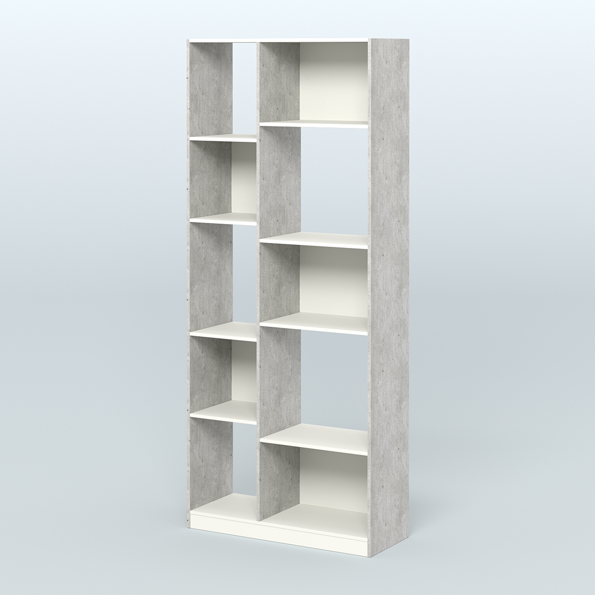 Стеллаж из ДСП серии ЛОФТ №9-1 (зеркальное отражение - Z) Метрополитан Грей + Белый