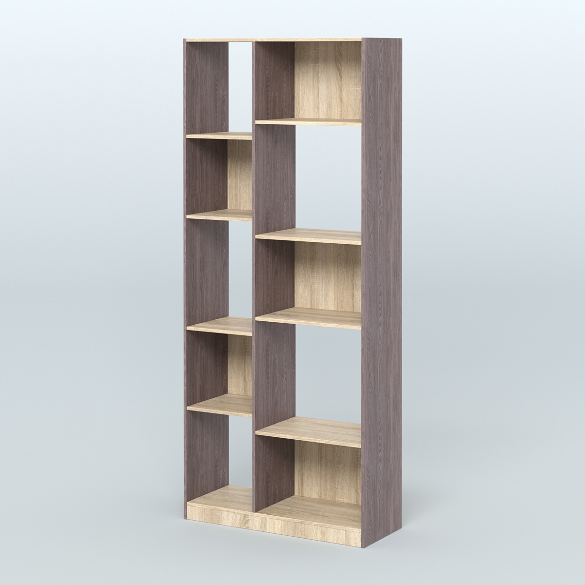 Стеллаж из ДСП серии ЛОФТ №9-1 (зеркальное отражение - Z) Ясень Анкор темный и Дуб Сонома