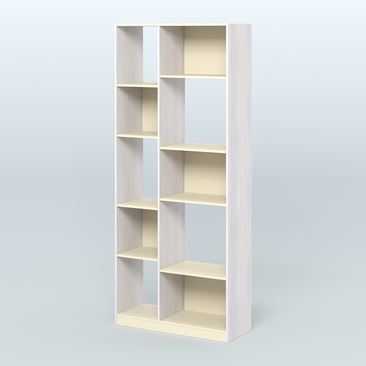 Стеллаж из ДСП серии ЛОФТ №9-1 (зеркальное отражение - Z) Ясень Анкор светлый и Крем Вайс