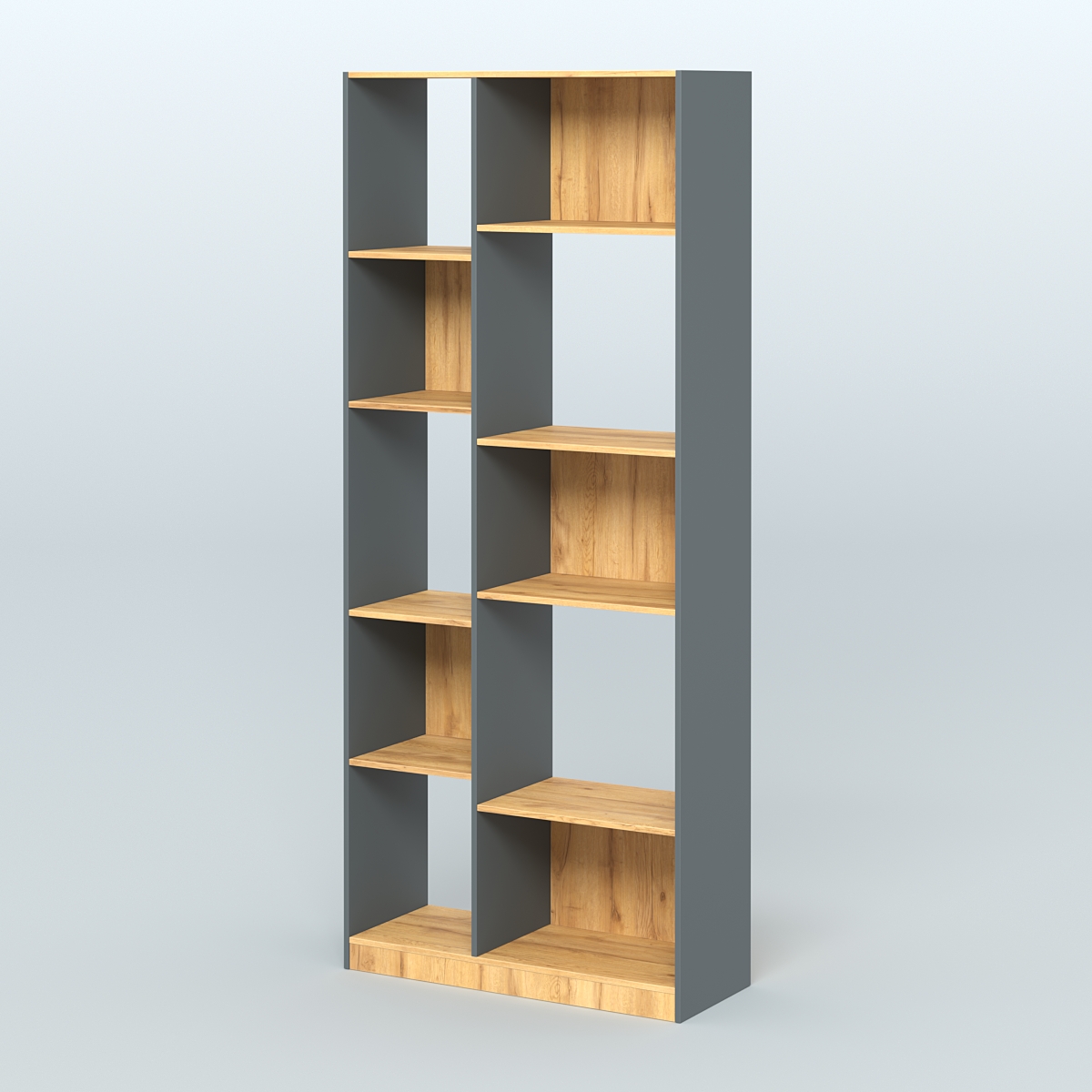 Стеллаж из ДСП серии ЛОФТ №9-1 (зеркальное отражение - Z) Темно-Серый  + Дуб Золотистый
