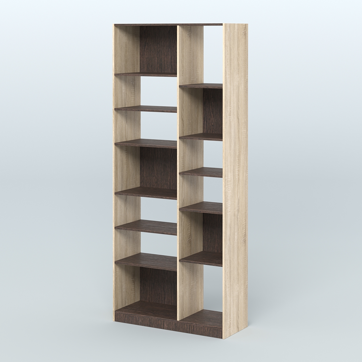 Стеллаж из ДСП серии ЛОФТ №9-2 с полками ДСП Дуб Сонома + Дуб Венге