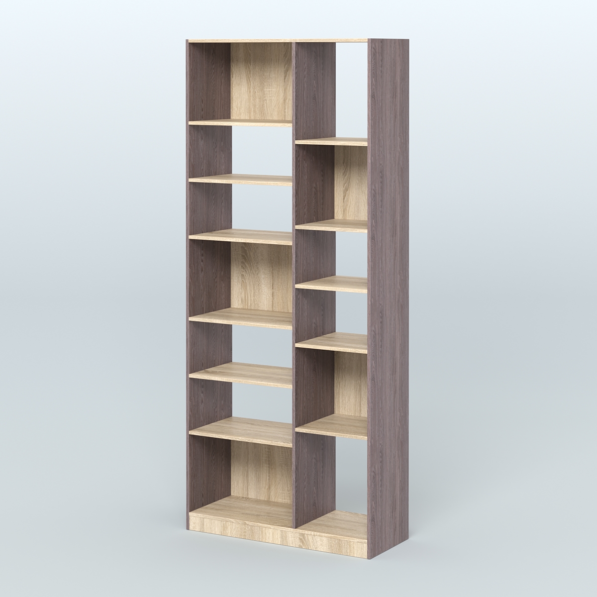 Стеллаж из ДСП серии ЛОФТ №9-2 с полками ДСП Ясень Анкор темный и Дуб Сонома