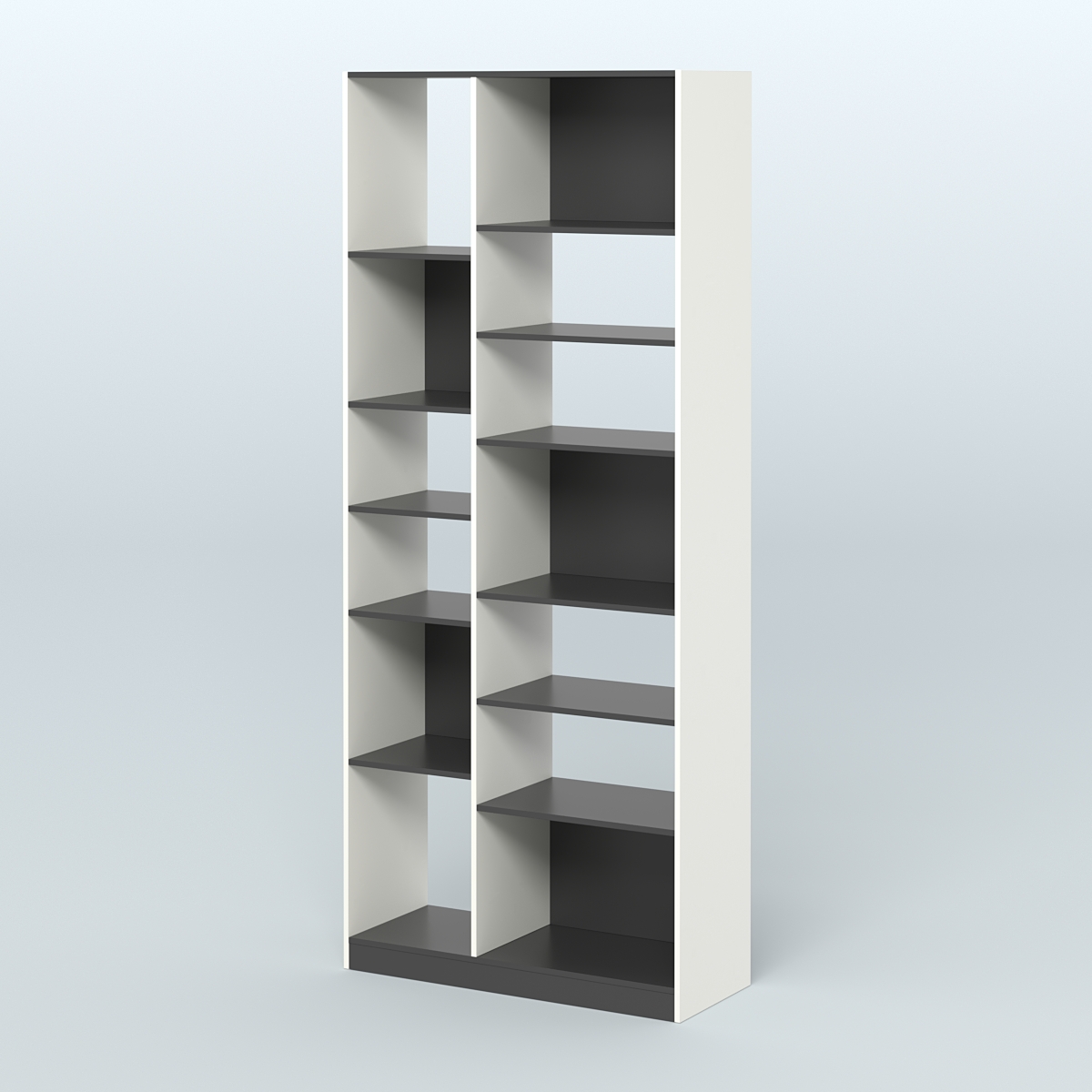 Стеллаж из ДСП серии ЛОФТ №9-2 (зеркальное отражение - Z) с полками ДСП Белый и Черный