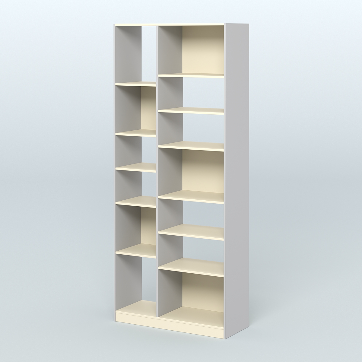 Стеллаж из ДСП серии ЛОФТ №9-2 (зеркальное отражение - Z) с полками ДСП Серый + Крем Вайс