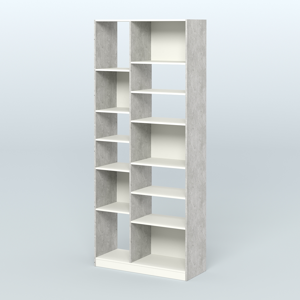 Стеллаж из ДСП серии ЛОФТ №9-2 (зеркальное отражение - Z) с полками ДСП Метрополитан Грей + Белый