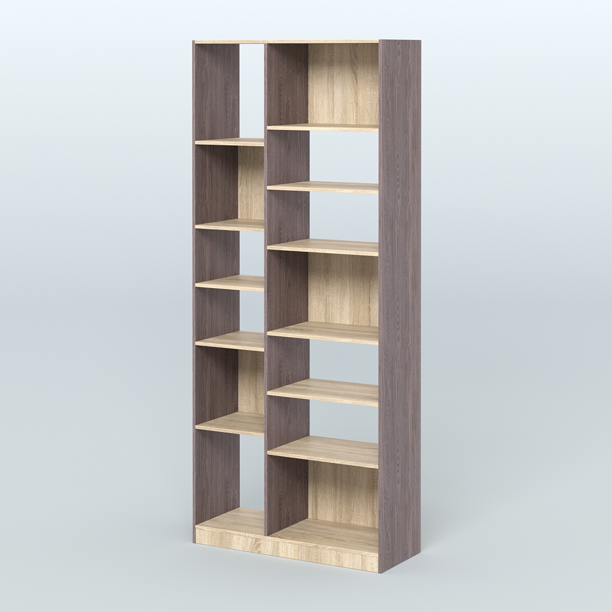 Стеллаж из ДСП серии ЛОФТ №9-2 (зеркальное отражение - Z) с полками ДСП Ясень Анкор темный и Дуб Сонома