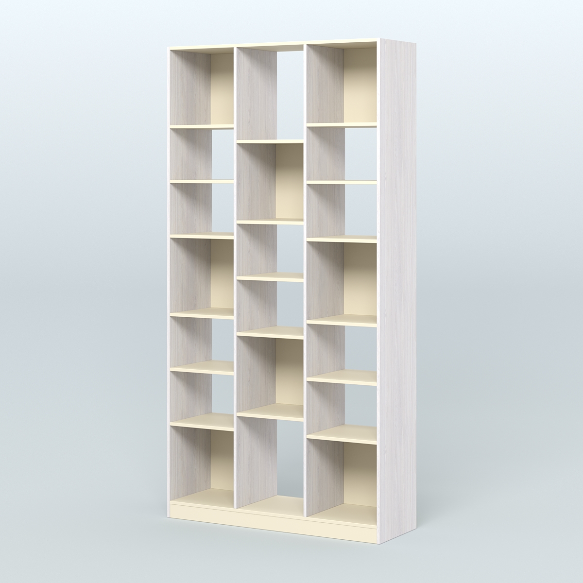 Стеллаж из ДСП серии ЛОФТ №10-2 с полками ДСП Ясень Анкор светлый и Крем Вайс