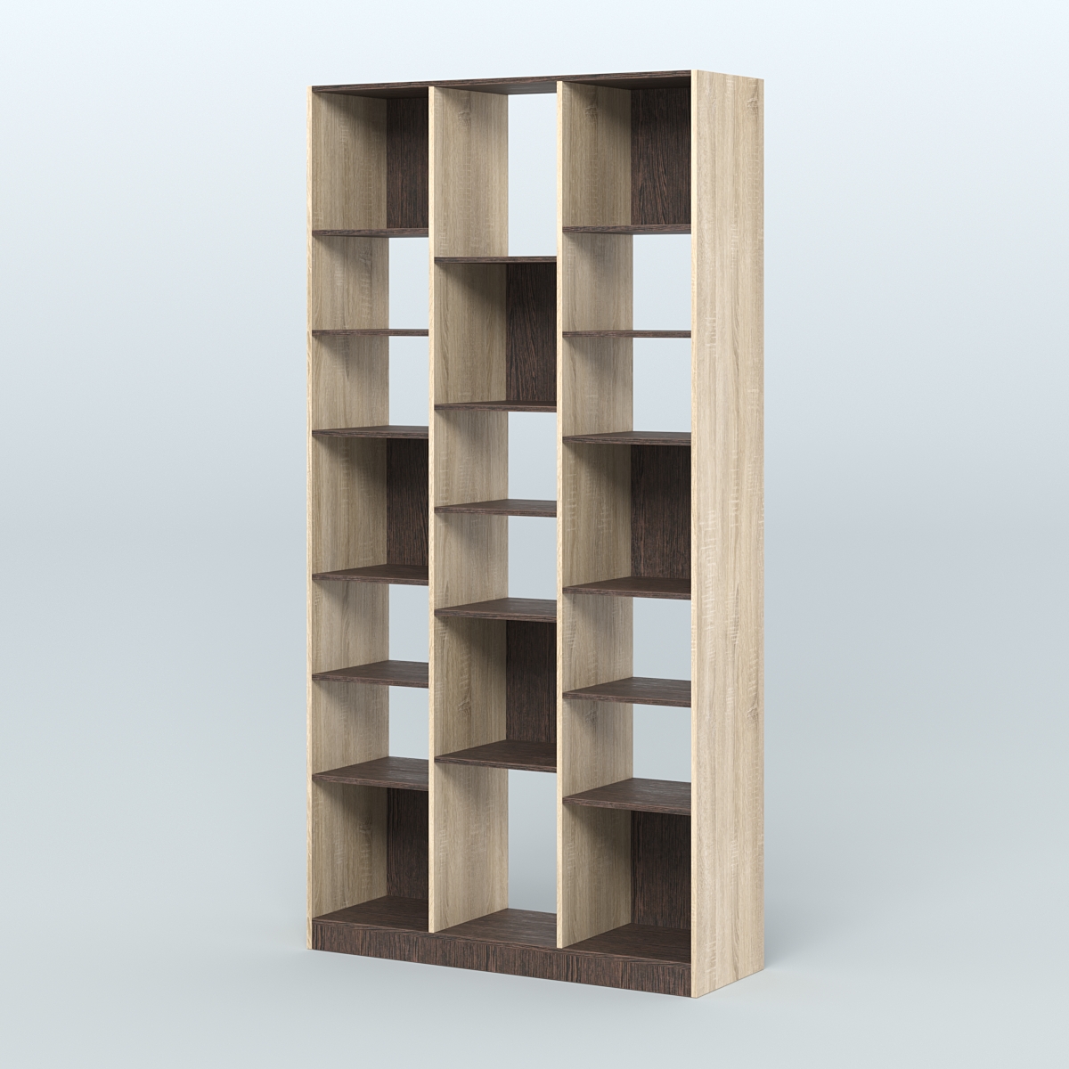 Стеллаж из ДСП серии ЛОФТ №10-2 с полками ДСП Дуб Сонома + Дуб Венге