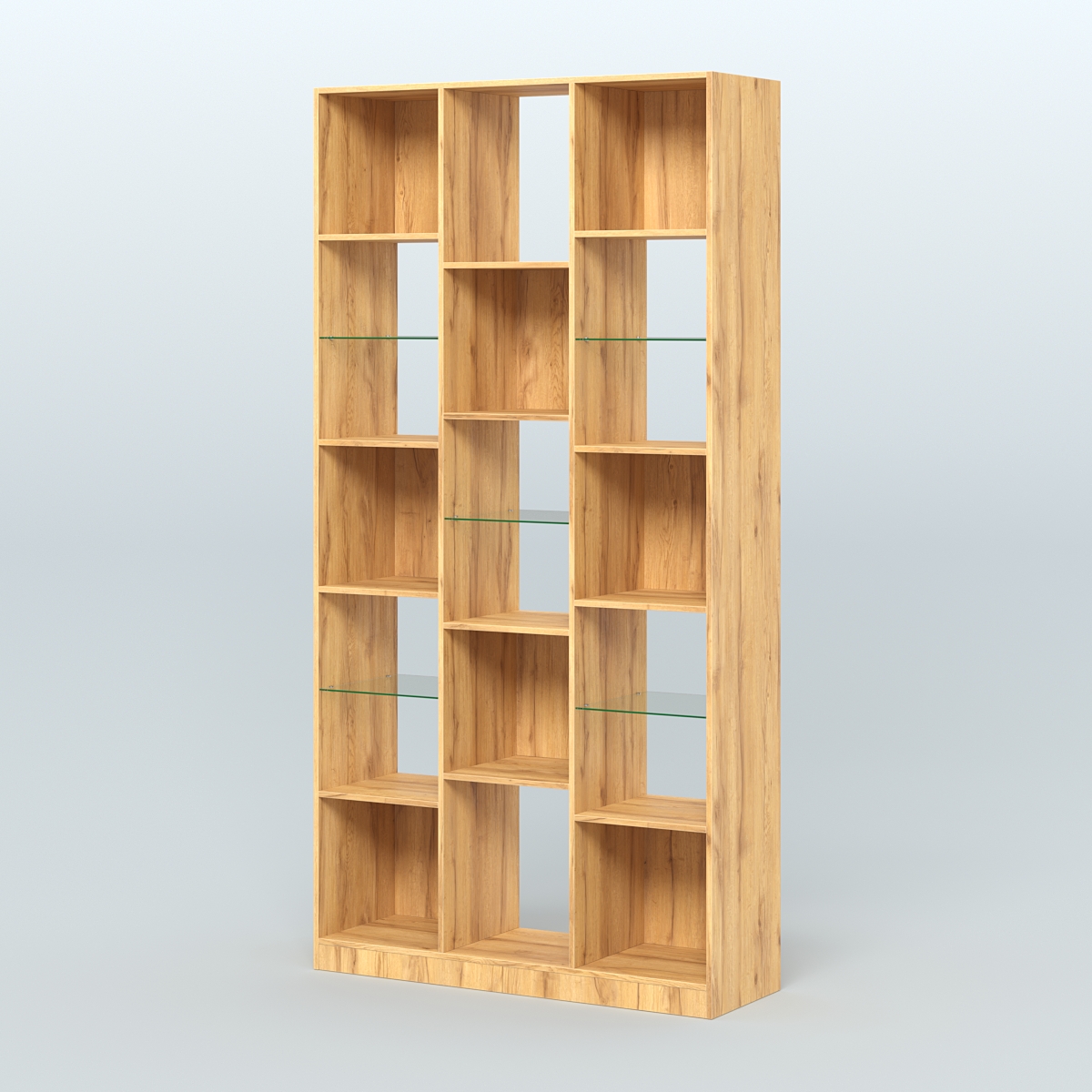 Стеллаж из ДСП серии ЛОФТ №10-3 с полками стекло 5 мм Дуб Золотистый