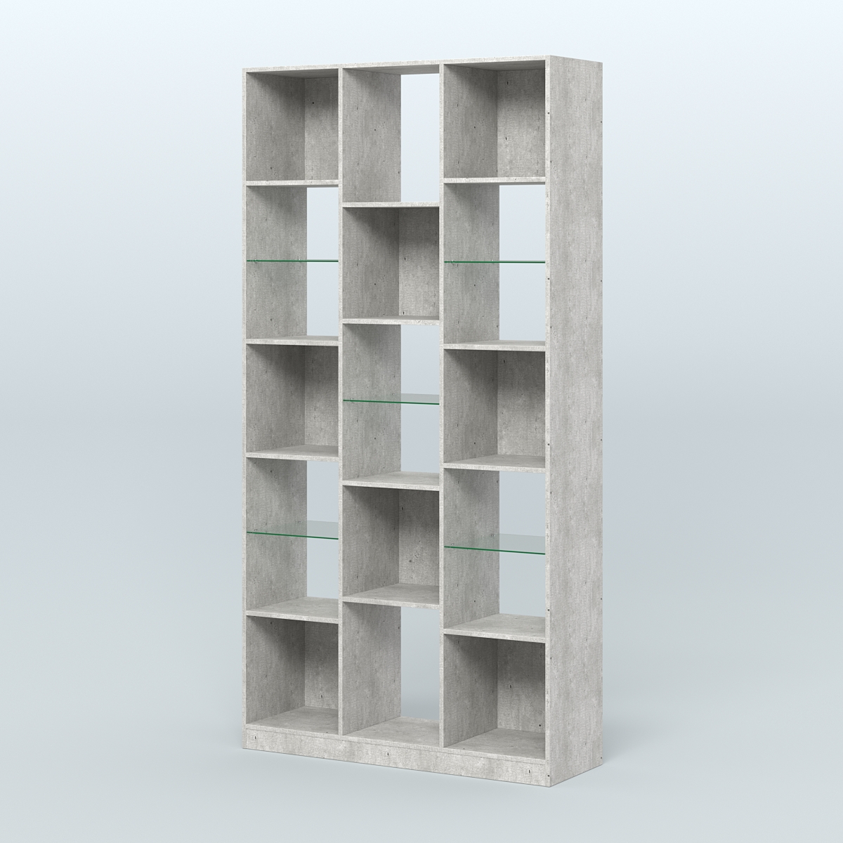 Стеллаж из ДСП серии ЛОФТ №10-3 с полками стекло 5 мм Метрополитан Грей