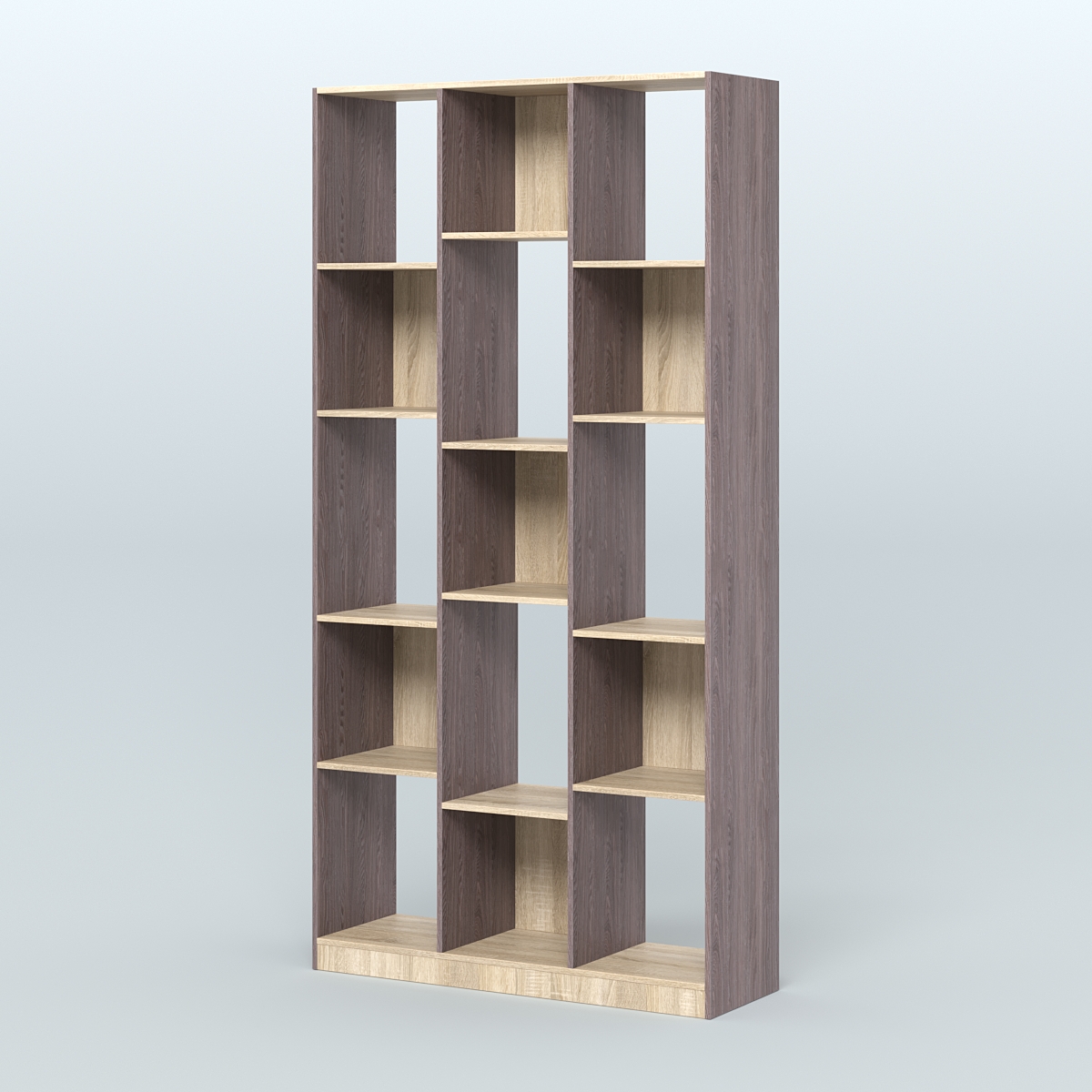 Стеллаж из ДСП серии ЛОФТ №10-1 (зеркальное отражение - Z) Ясень Анкор темный и Дуб Сонома