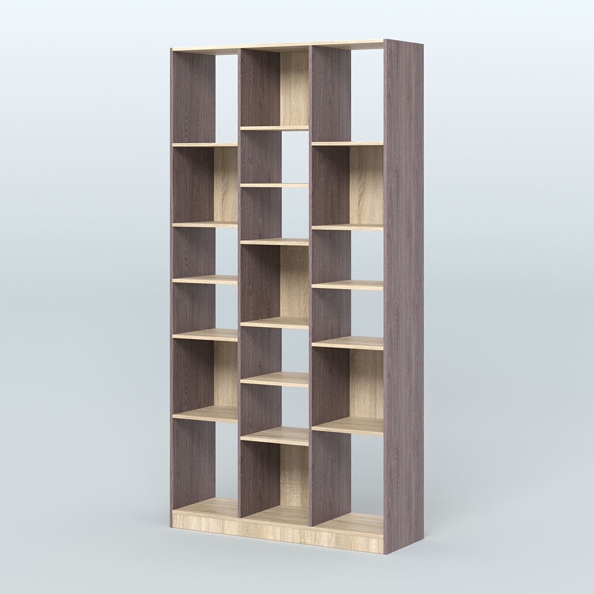 Стеллаж из ДСП серии ЛОФТ №10-2 (зеркальное отражение - Z) с полками ДСП Ясень Анкор темный и Дуб Сонома