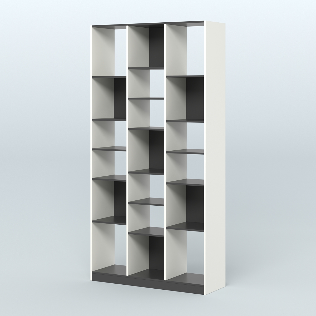 Стеллаж из ДСП серии ЛОФТ №10-2 (зеркальное отражение - Z) с полками ДСП Белый и Черный