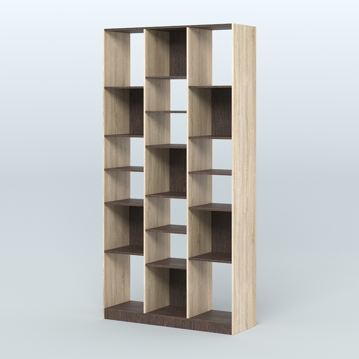 Стеллаж из ДСП серии ЛОФТ №10-2 (зеркальное отражение - Z) с полками ДСП Дуб Сонома + Дуб Венге