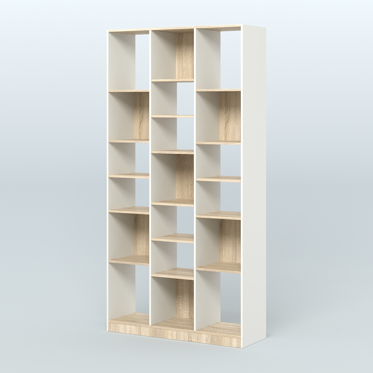 Стеллаж из ДСП серии ЛОФТ №10-2 (зеркальное отражение - Z) с полками ДСП Белый + Дуб Сонома