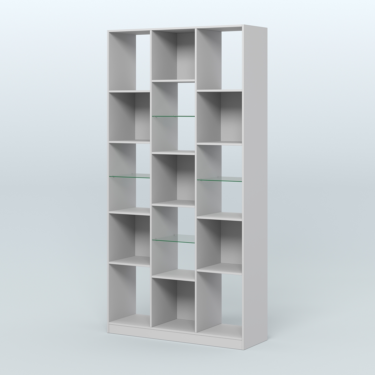 Стеллаж из ДСП серии ЛОФТ №10-3 (зеркальное отражение - Z) с полками стекло 5 мм Серый