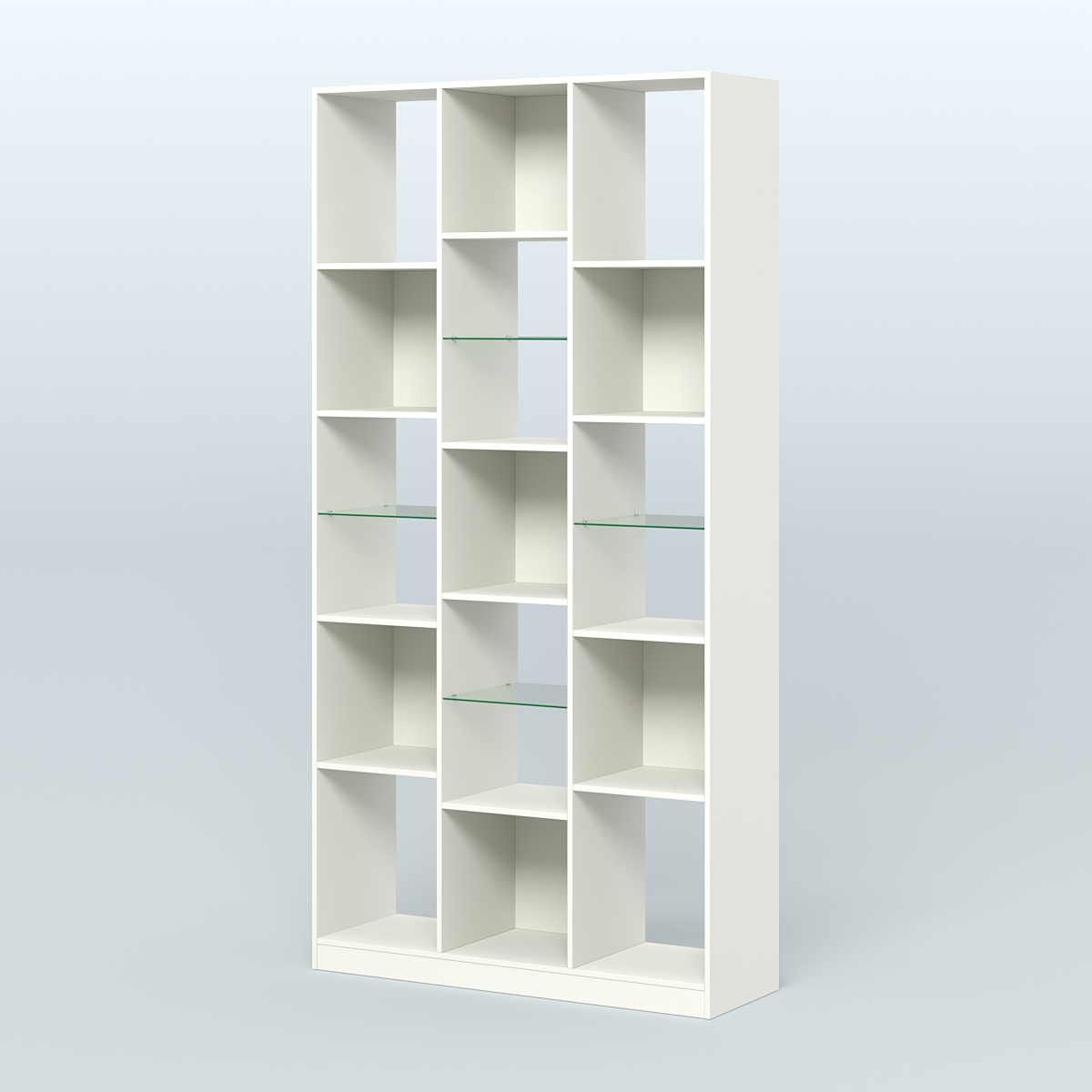 Стеллаж из ДСП серии ЛОФТ №10-3 (зеркальное отражение - Z) с полками стекло 5 мм Белый