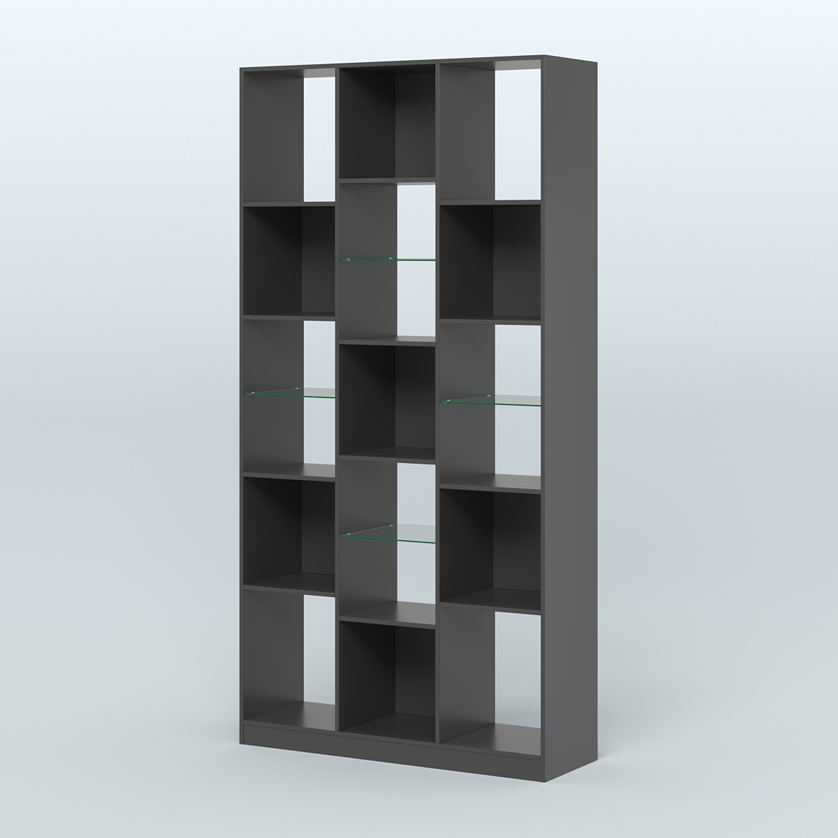 Стеллаж из ДСП серии ЛОФТ №10-3 (зеркальное отражение - Z) с полками стекло 5 мм Черный