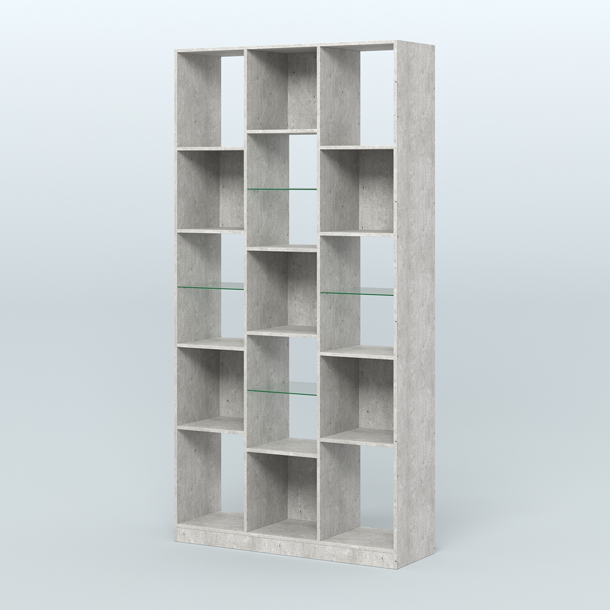 Стеллаж из ДСП серии ЛОФТ №10-3 (зеркальное отражение - Z) с полками стекло 5 мм Метрополитан Грей