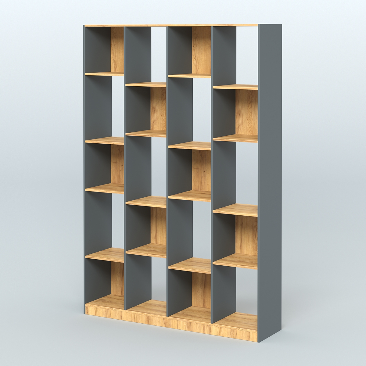 Стеллаж из ДСП серии ЛОФТ №11-1 Темно-Серый  + Дуб Золотистый