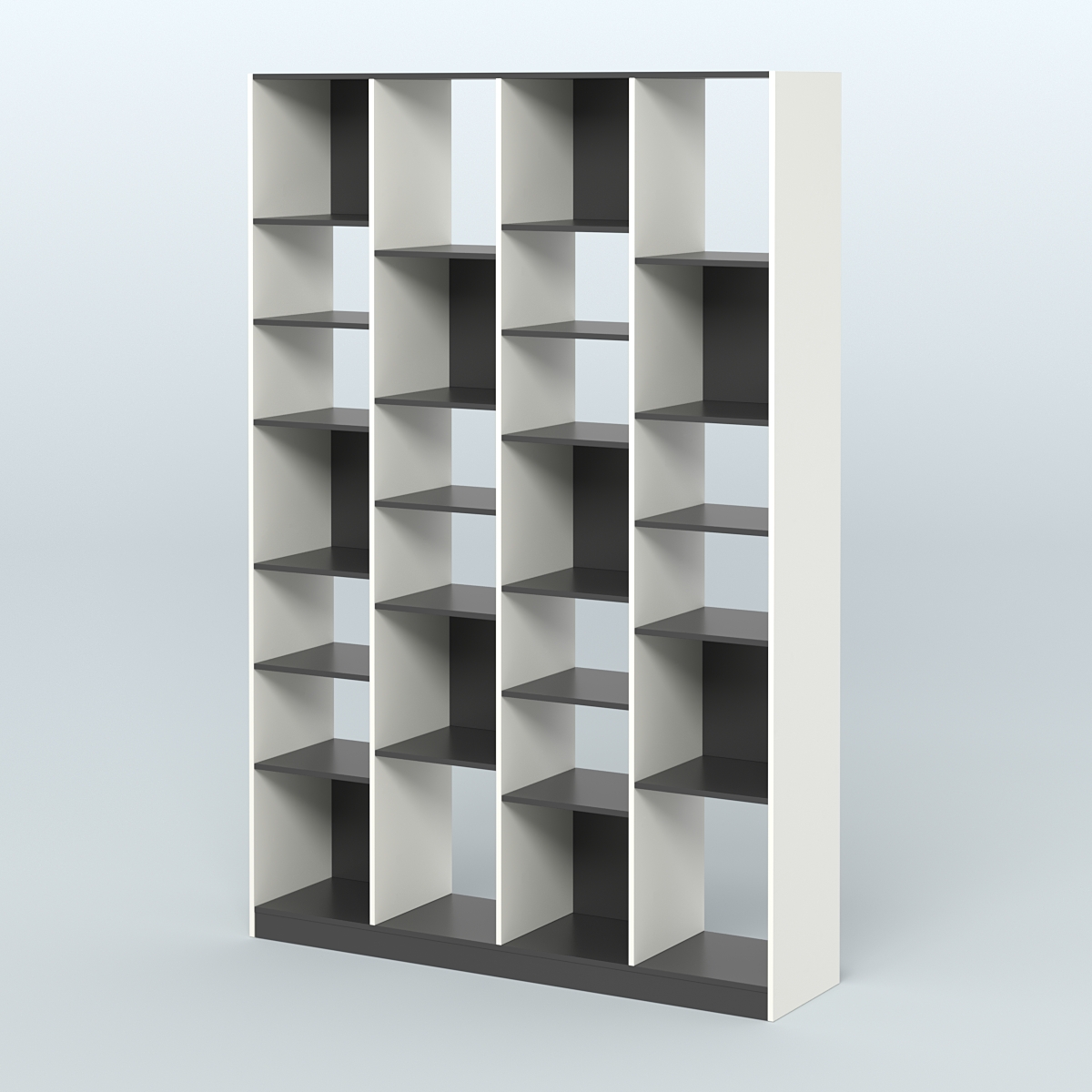 Стеллаж из ДСП серии ЛОФТ №11-2 с полками ДСП Белый и Черный