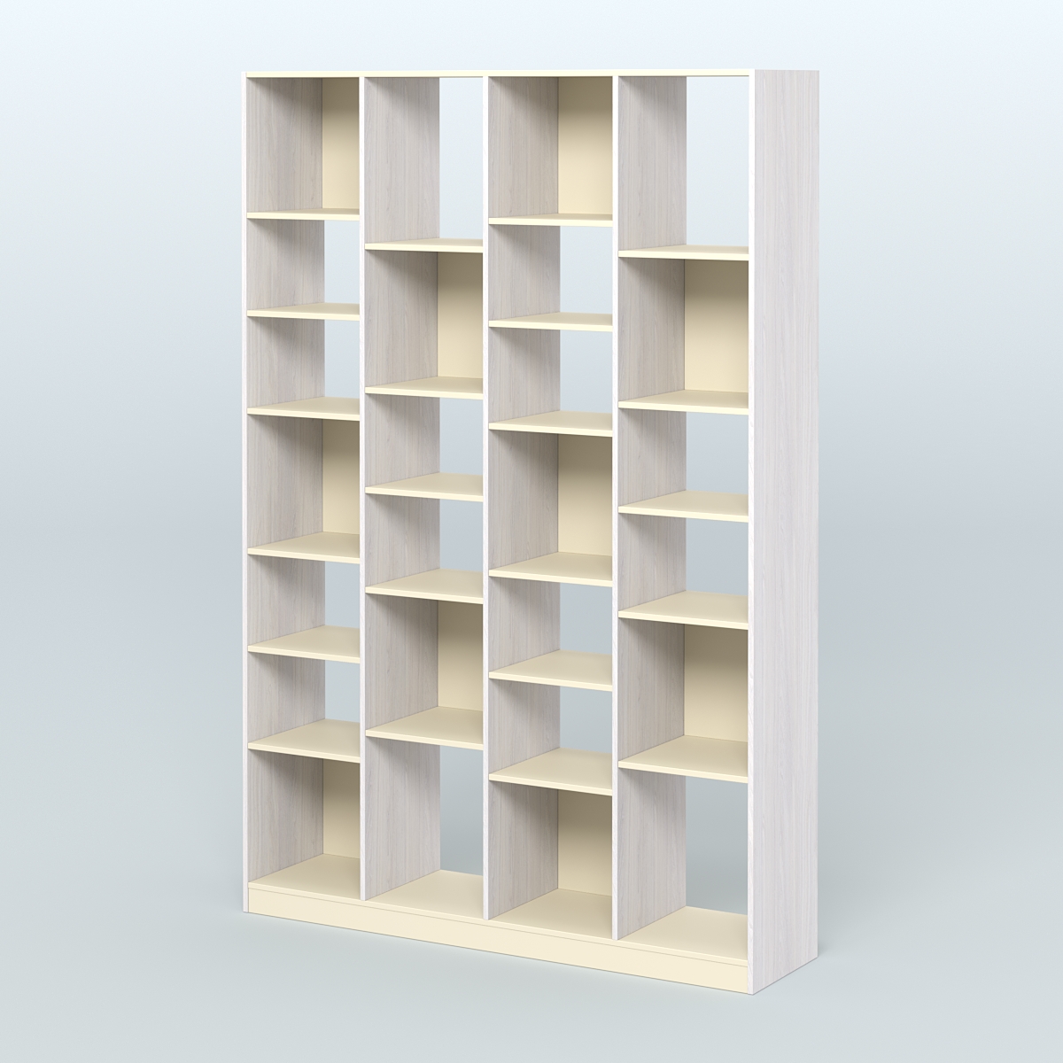 Стеллаж из ДСП серии ЛОФТ №11-2 с полками ДСП Ясень Анкор светлый и Крем Вайс