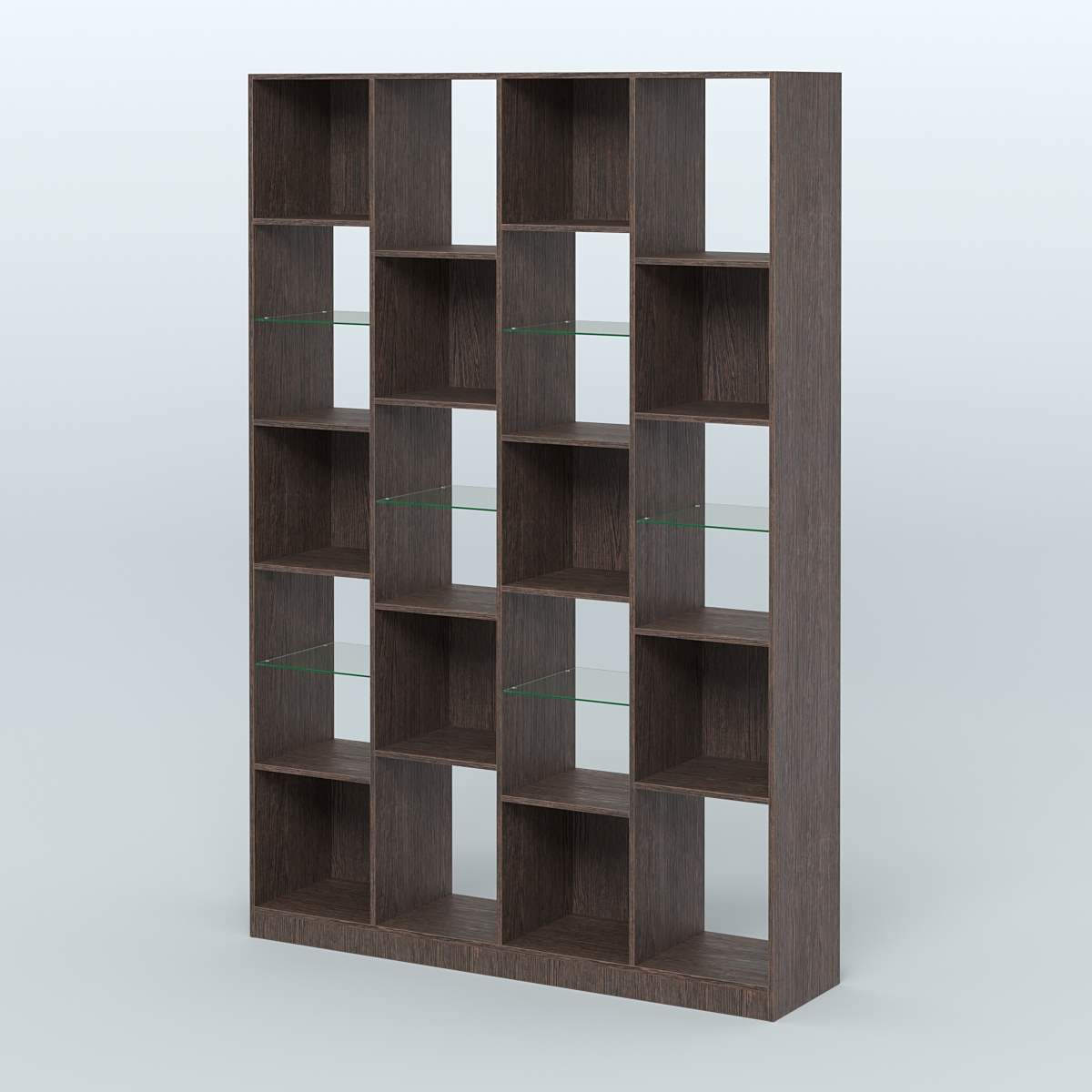 Стеллаж из ДСП серии ЛОФТ №11-3 с полками стекло 5 мм Дуб Венге