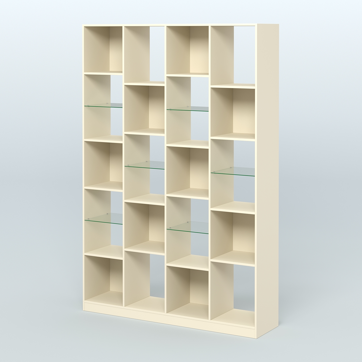 Стеллаж из ДСП серии ЛОФТ №11-3 с полками стекло 5 мм Крем Вайс