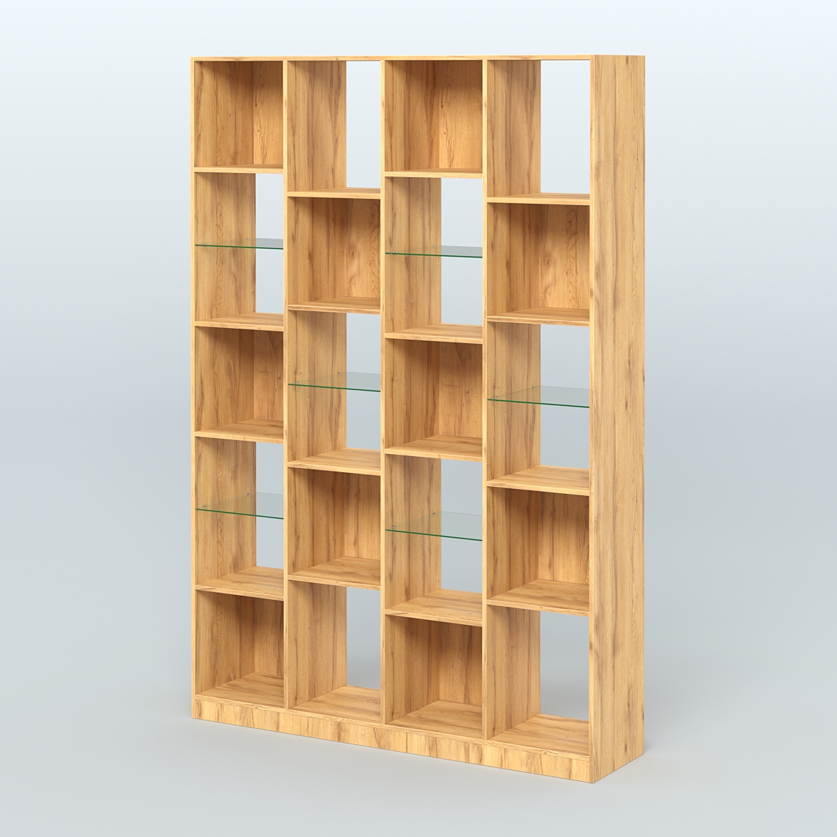 Стеллаж из ДСП серии ЛОФТ №11-3 с полками стекло 5 мм Дуб Золотистый