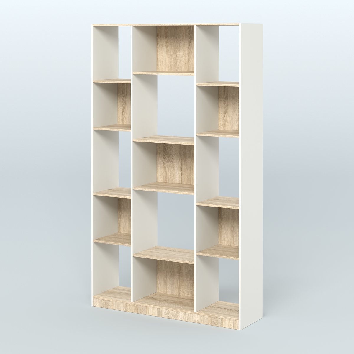 Стеллаж из ДСП серии ЛОФТ №12-1 Белый + Дуб Сонома