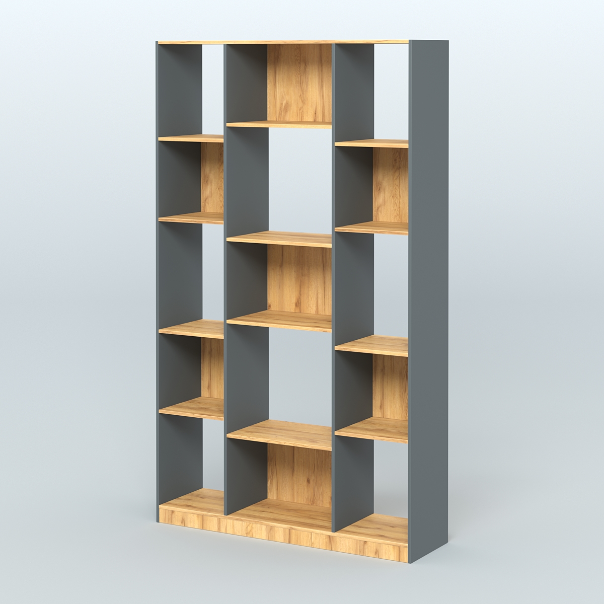 Стеллаж из ДСП серии ЛОФТ №12-1 Темно-Серый  + Дуб Золотистый