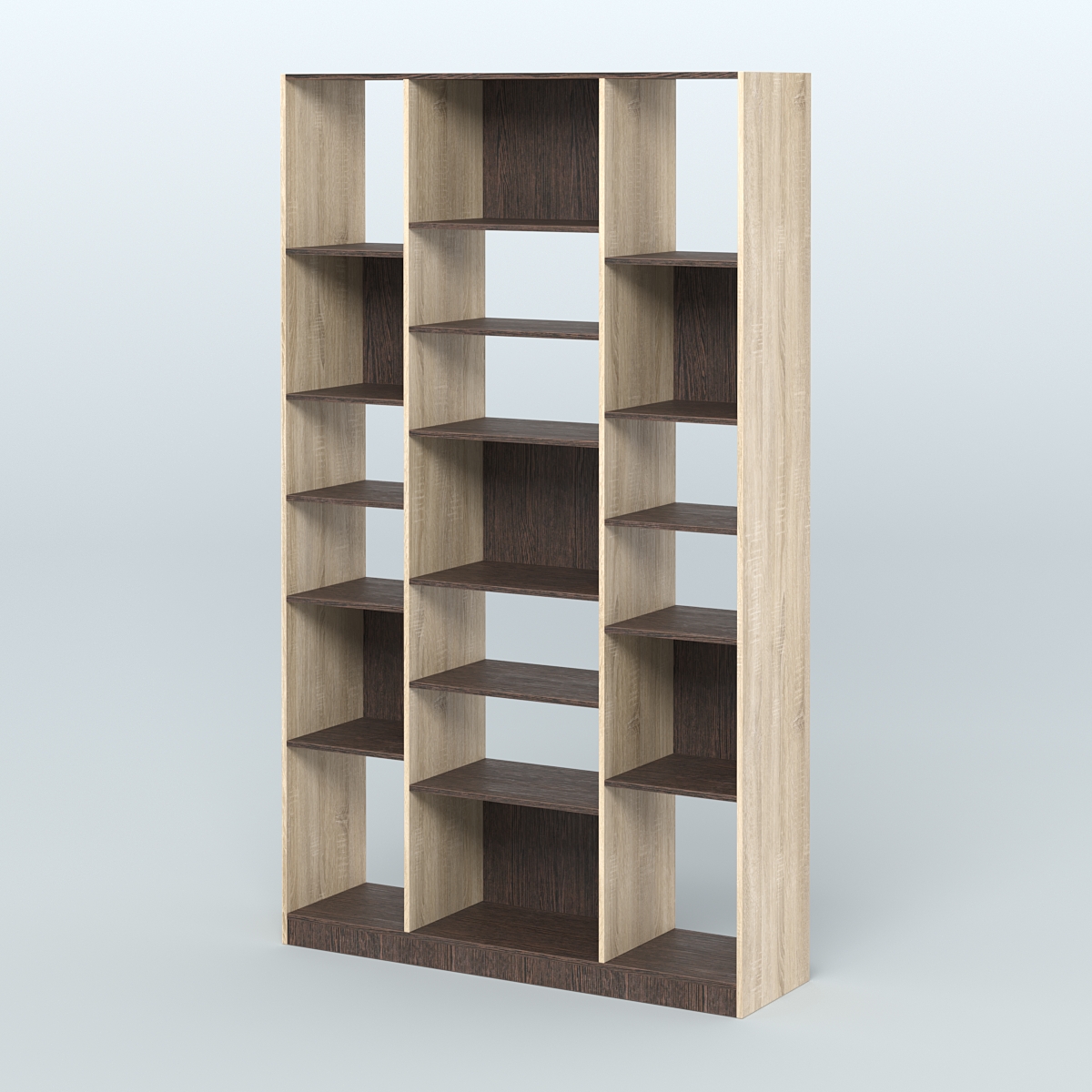 Стеллаж из ДСП серии ЛОФТ №12-2 с полками ДСП Дуб Сонома + Дуб Венге